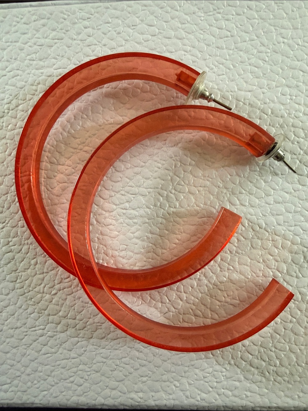 Orange/Red Acrylic Hoop Earrings - Lightweight Statement Hoops